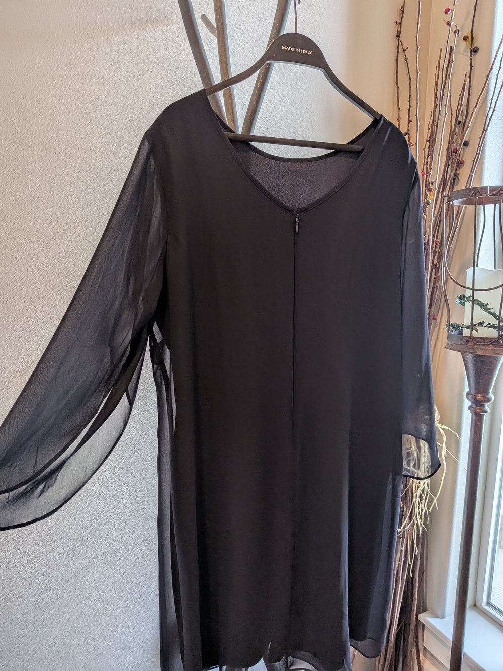 MSK Black Long Sleeve Chiffon Overlay Dress - Picture 2 of 4
